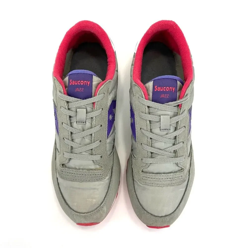 Saucony Jazz Original Big Kids Athletic Shoe/Sneaker Size 4.5 Gray Purple Suede